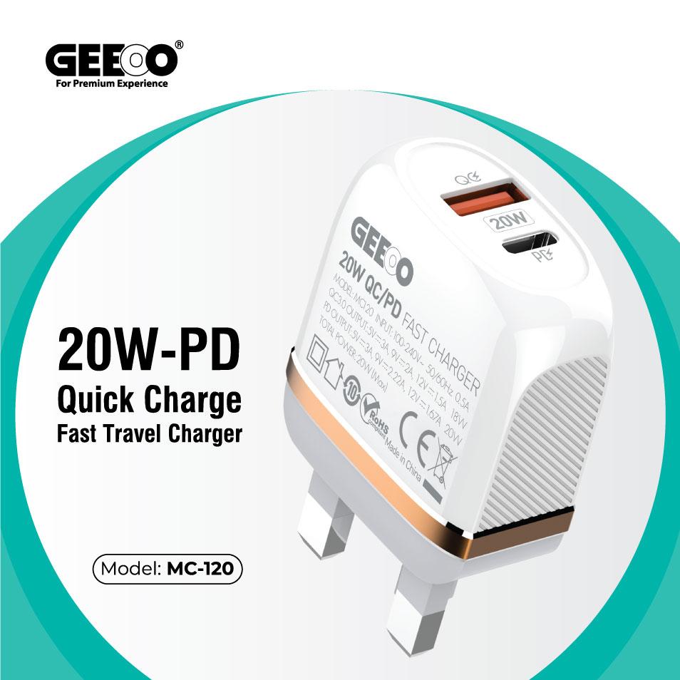 Geeoo MC-120 20W PD+QC Dual Port Charger