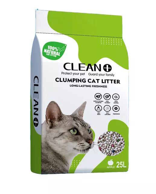 Clean Plus Clumping Cat Litter Apple 25L