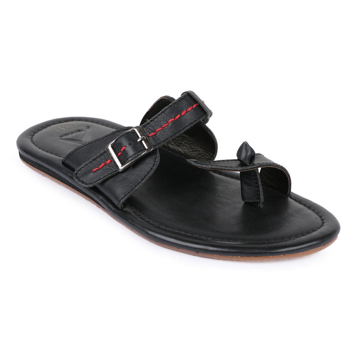 Black Leather Smart Sandal AA086 for Men