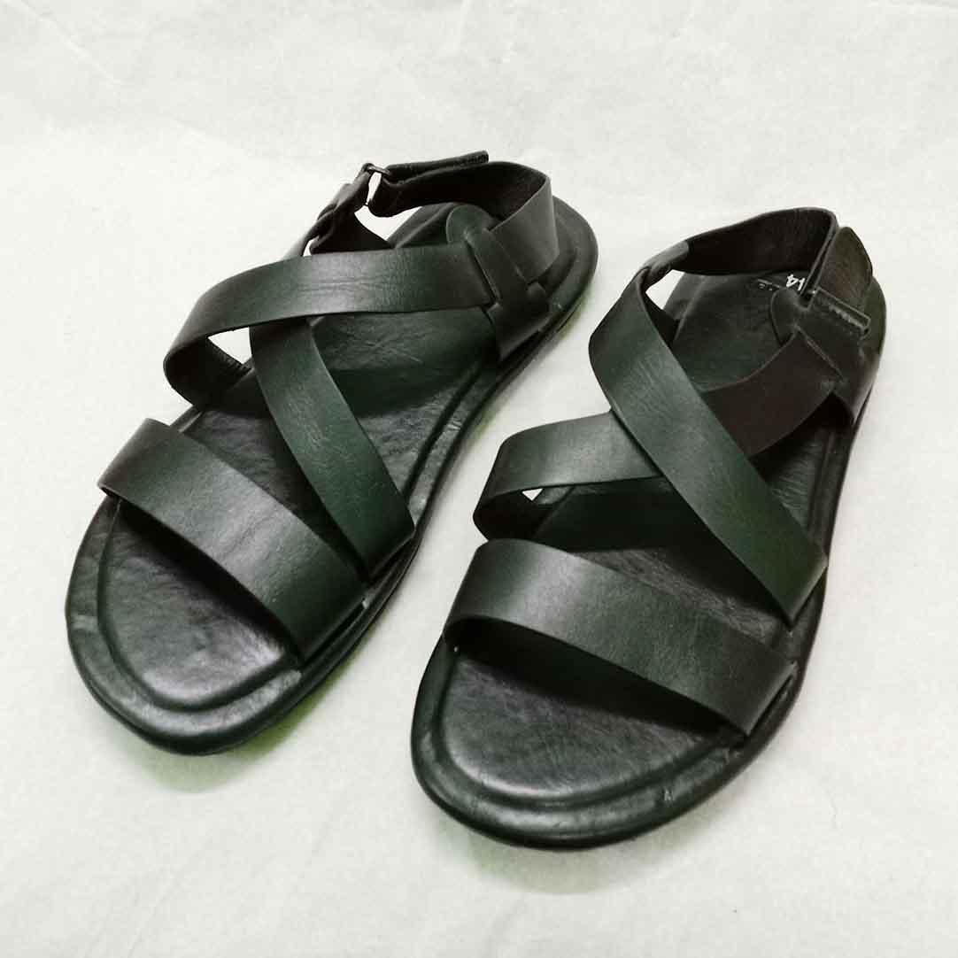 Black Leather Smart Sandal for Men A0272