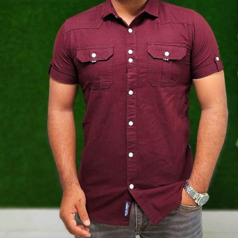 Solid collar shirt