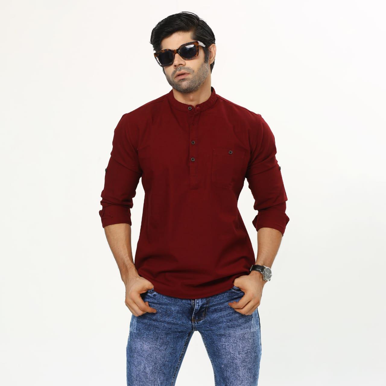 Solid collar shirt