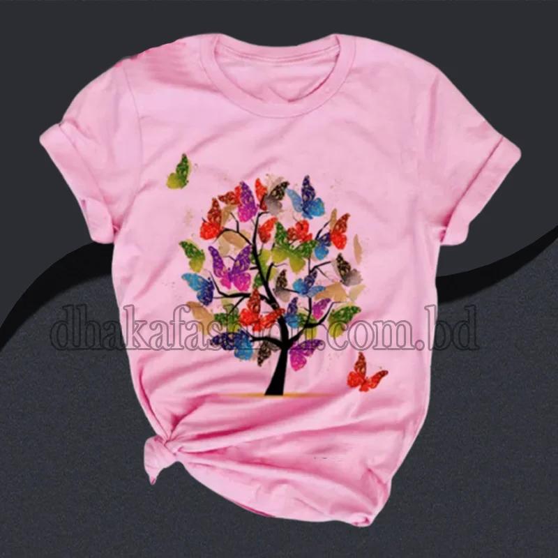 pink color primium tshirt for women