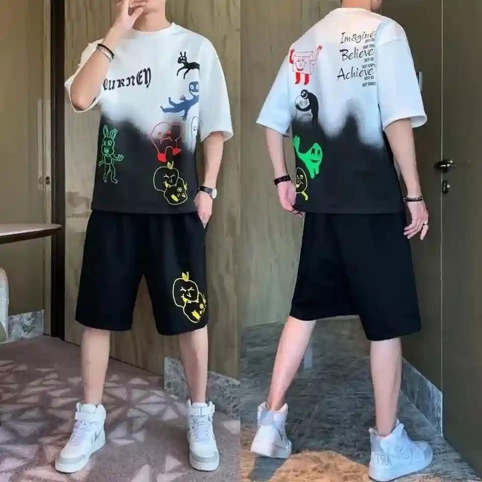 White Black pant tshirt combo set