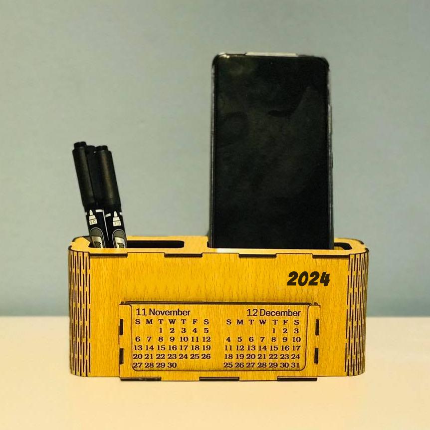 Wooden Calendar and Mobile Stand