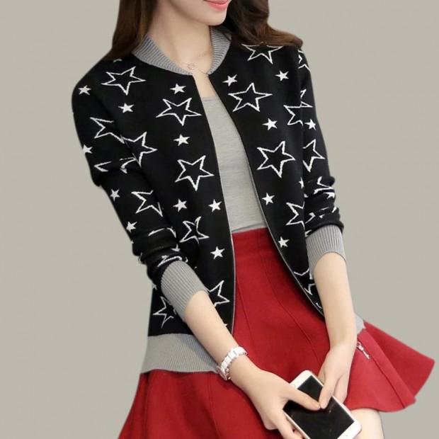 Star Printed Elegant Ladies Winter Jacket For Women WJ-66