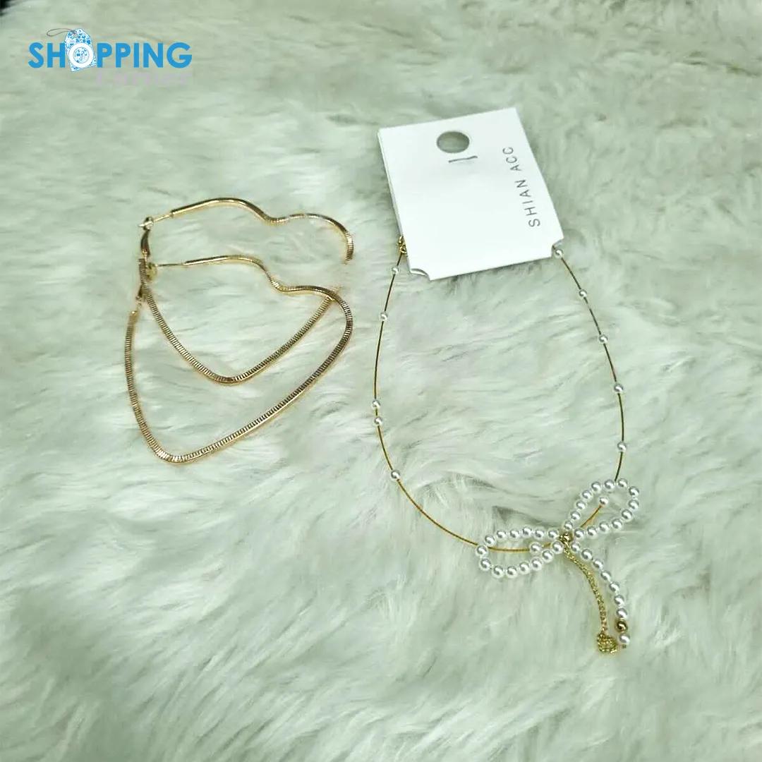 Metal Gold Plated Chain, With Earrings