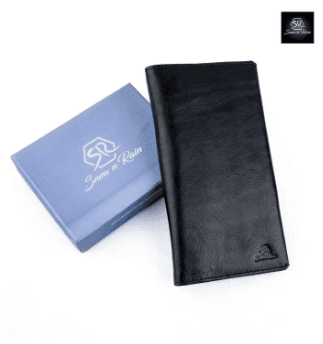 Cloudy Forest Long Bifold Checkbook Wallet Money Bag Soft Leather Black Western Men's Wallet RFID Blocking Holiday Gifts For Men - wallet for men
