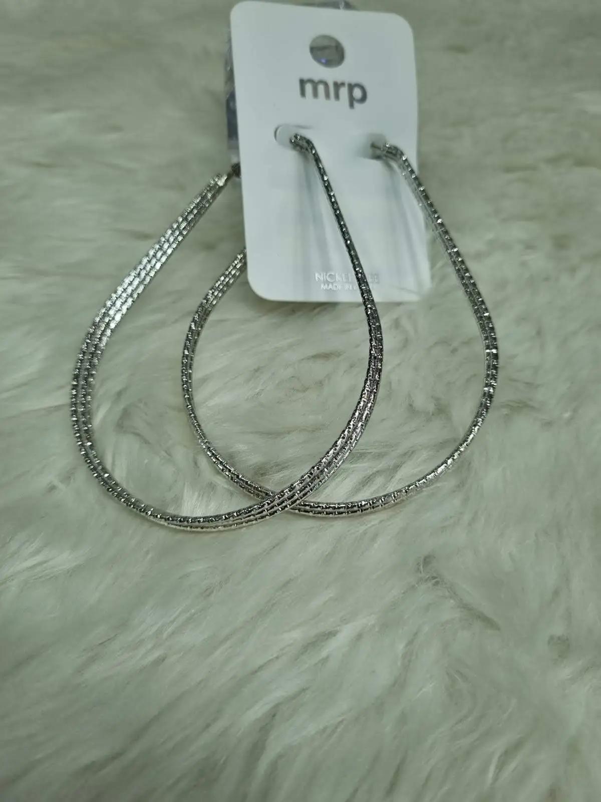 Silver Water Drop Large Hoop Earring