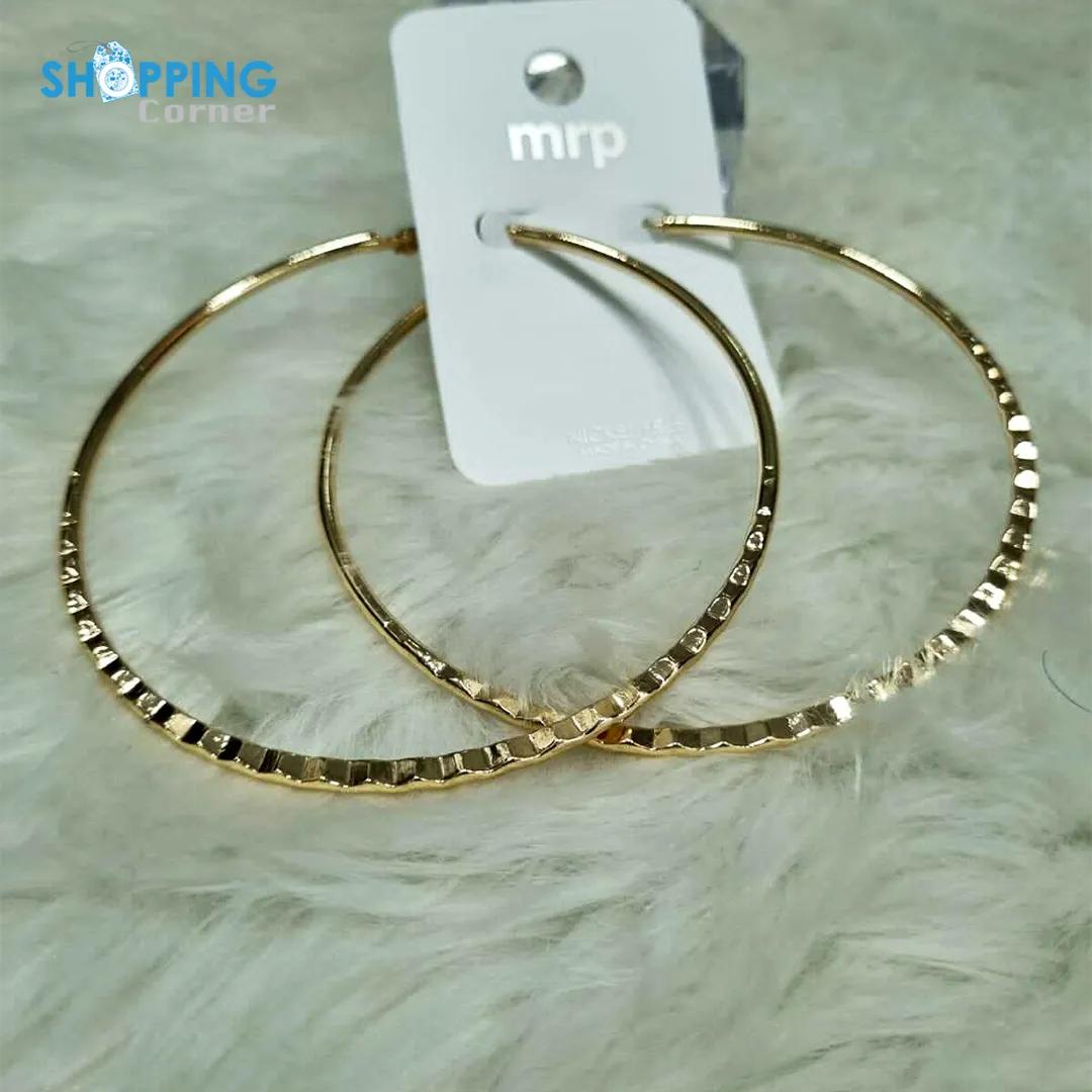 Zig-zag Circle Large Hoop Earring
