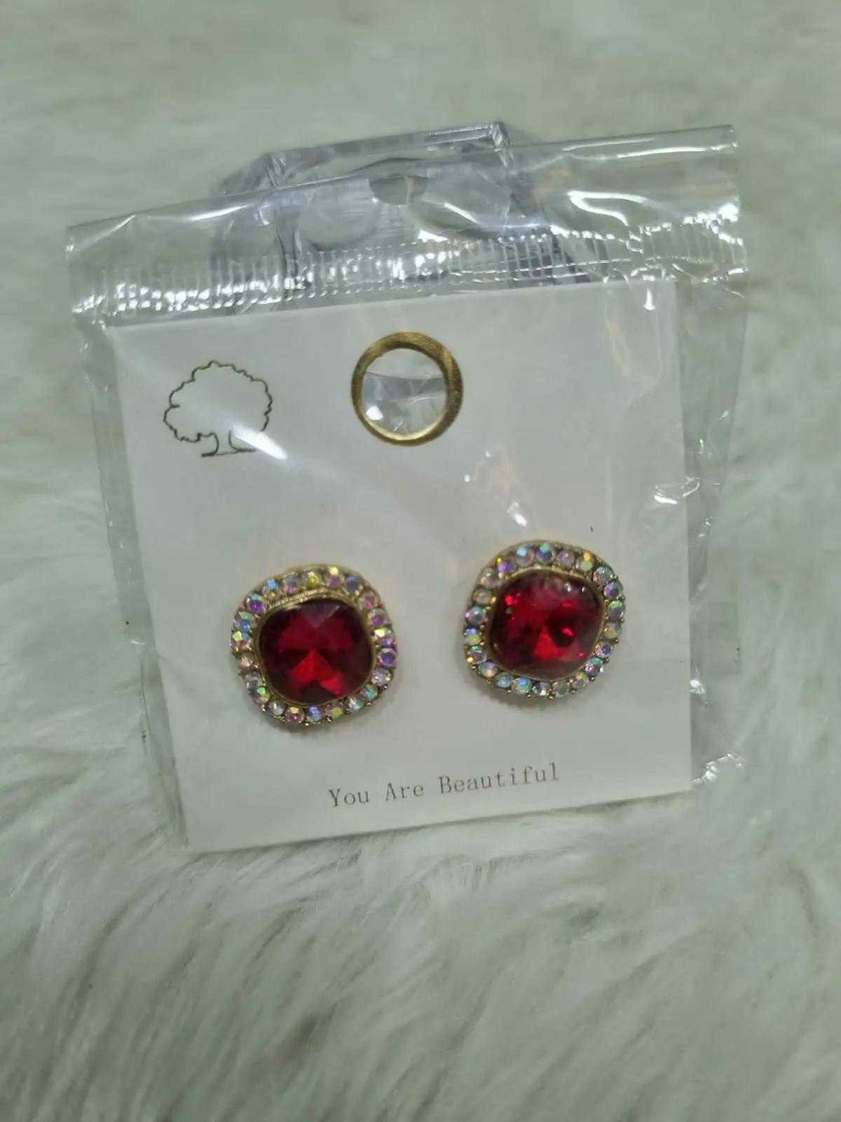 Diamond Cut Red Crystal Earring