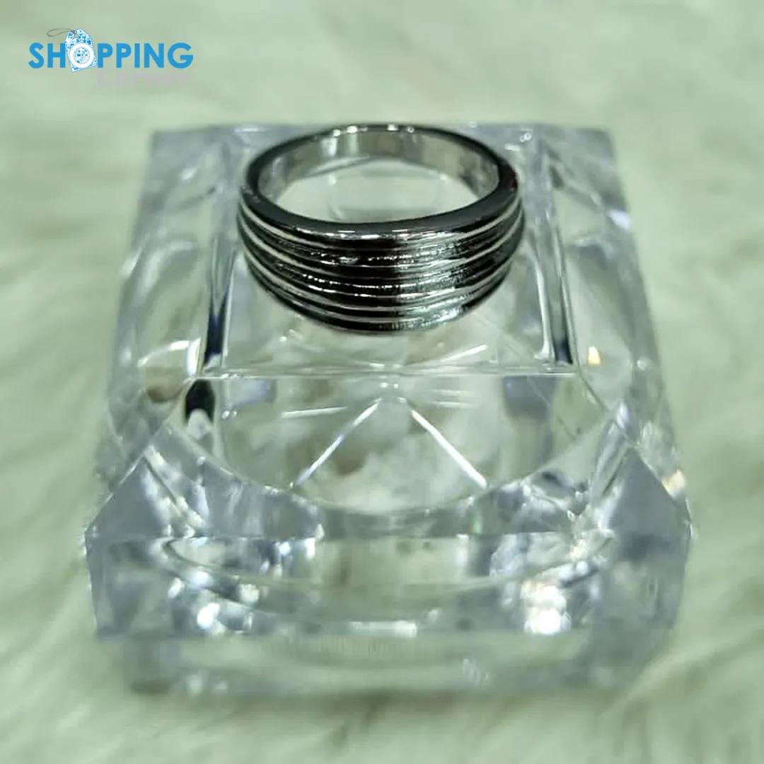 Stainless Steel Polished Crystal Ring