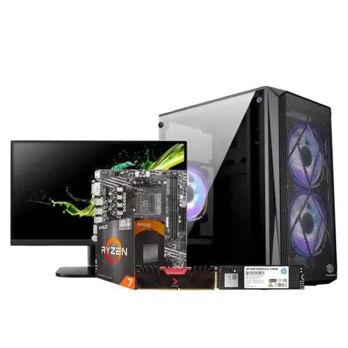 AMD Ryzen 7 5700G Custom Desktop PC with Monitor