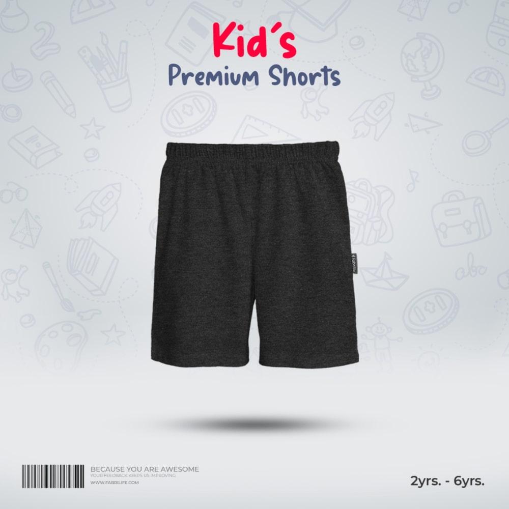Kids Premium Cotton Shorts - Anthra melange