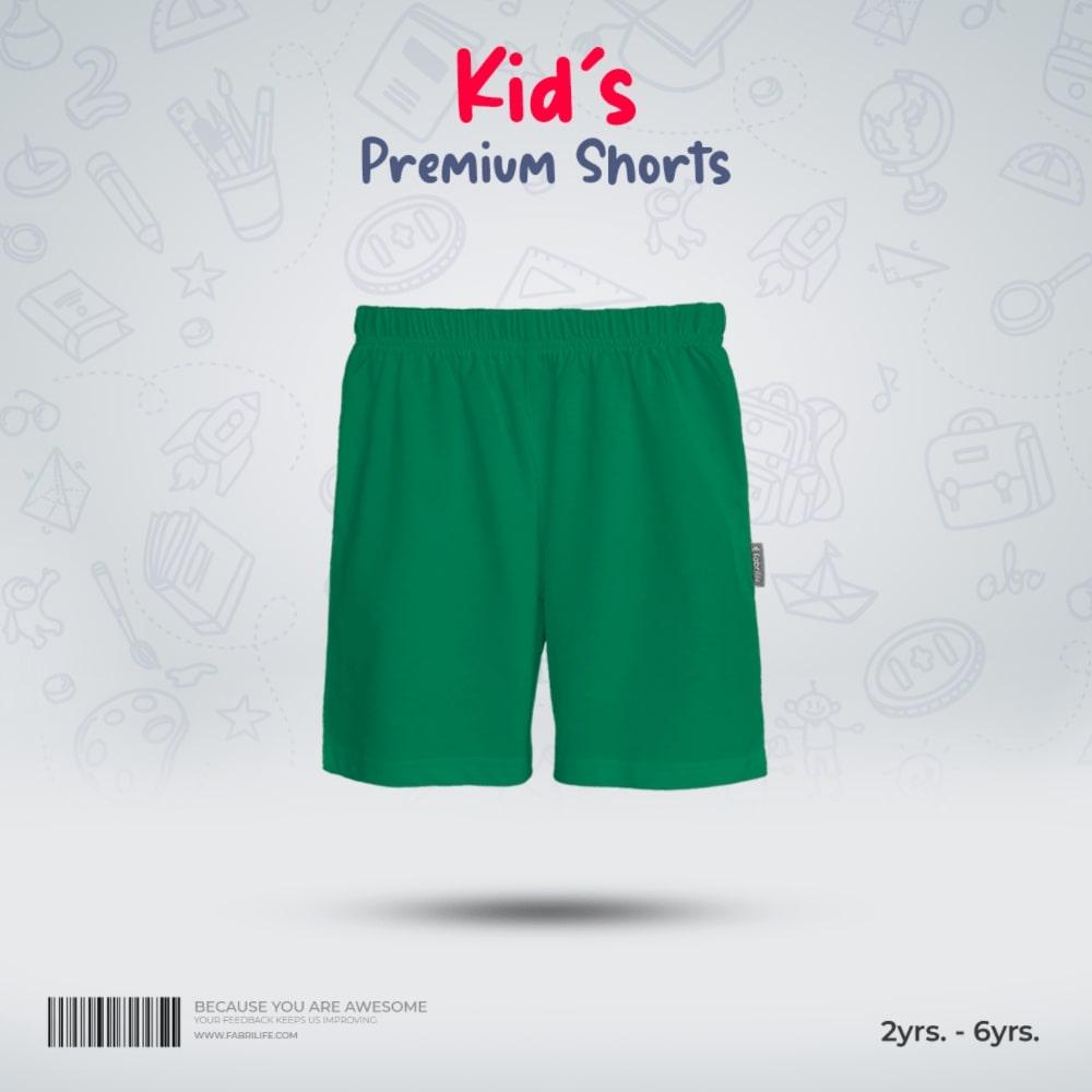 Kids Premium Cotton Shorts - Green