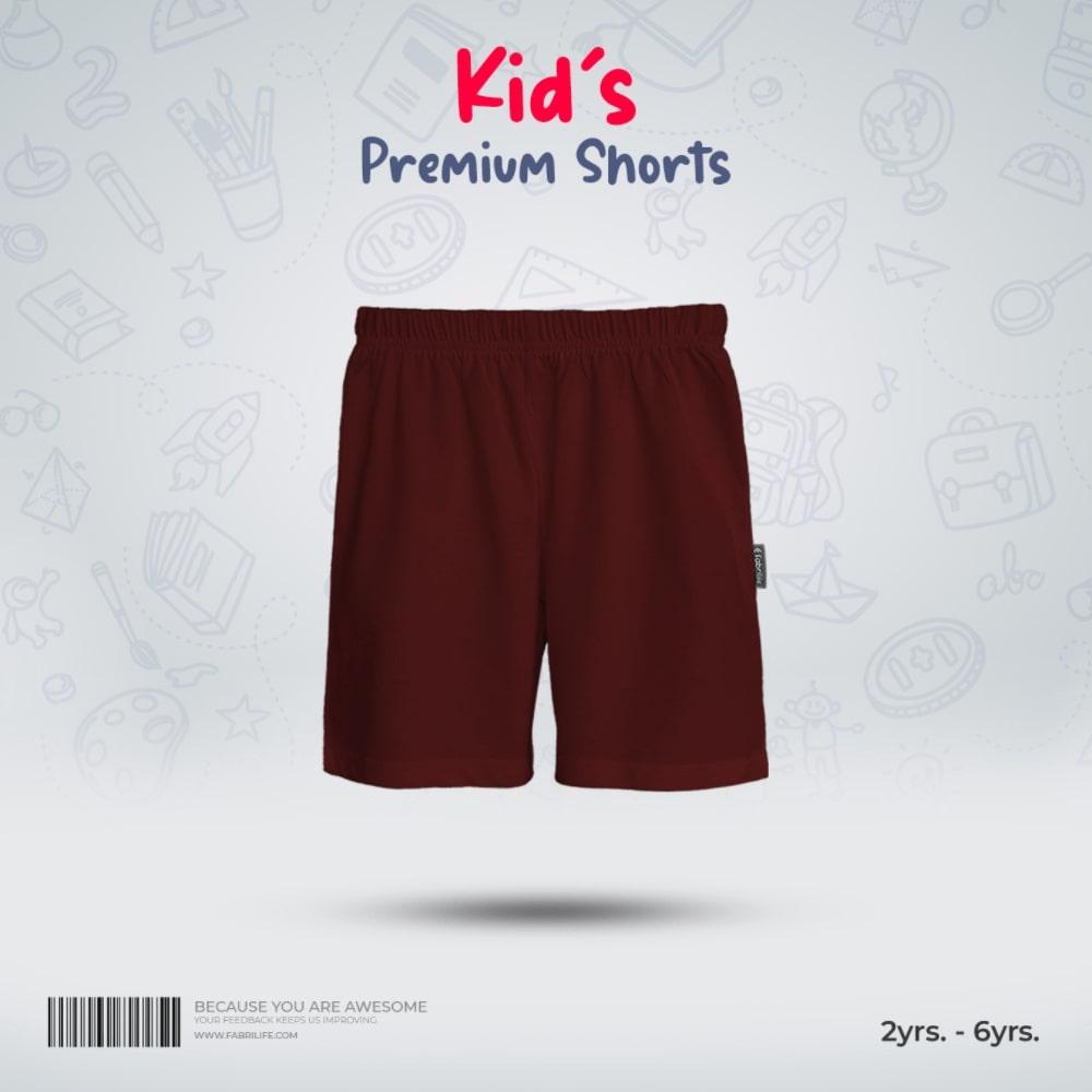 Kids Premium Cotton Shorts - Maroon