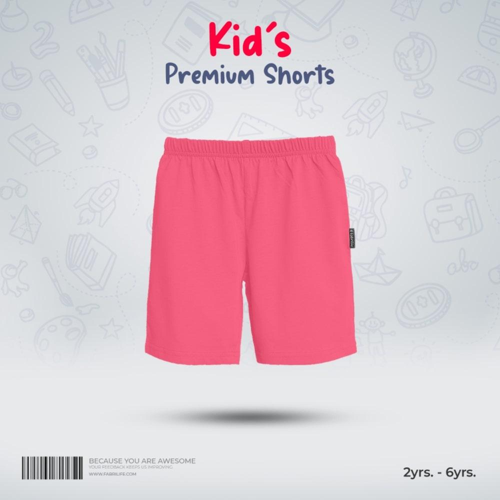 Kids Premium Cotton Shorts - Deep Pink