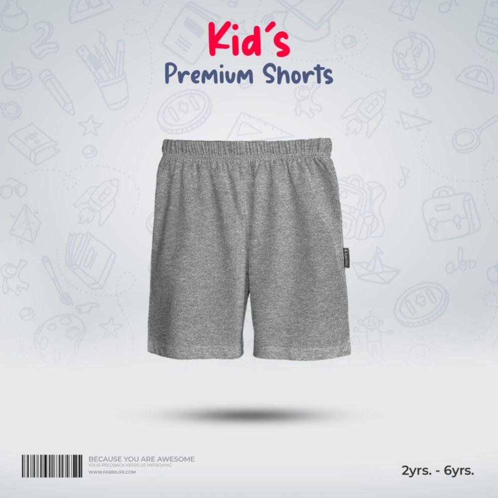 Kids Premium Cotton Shorts - Gray melange