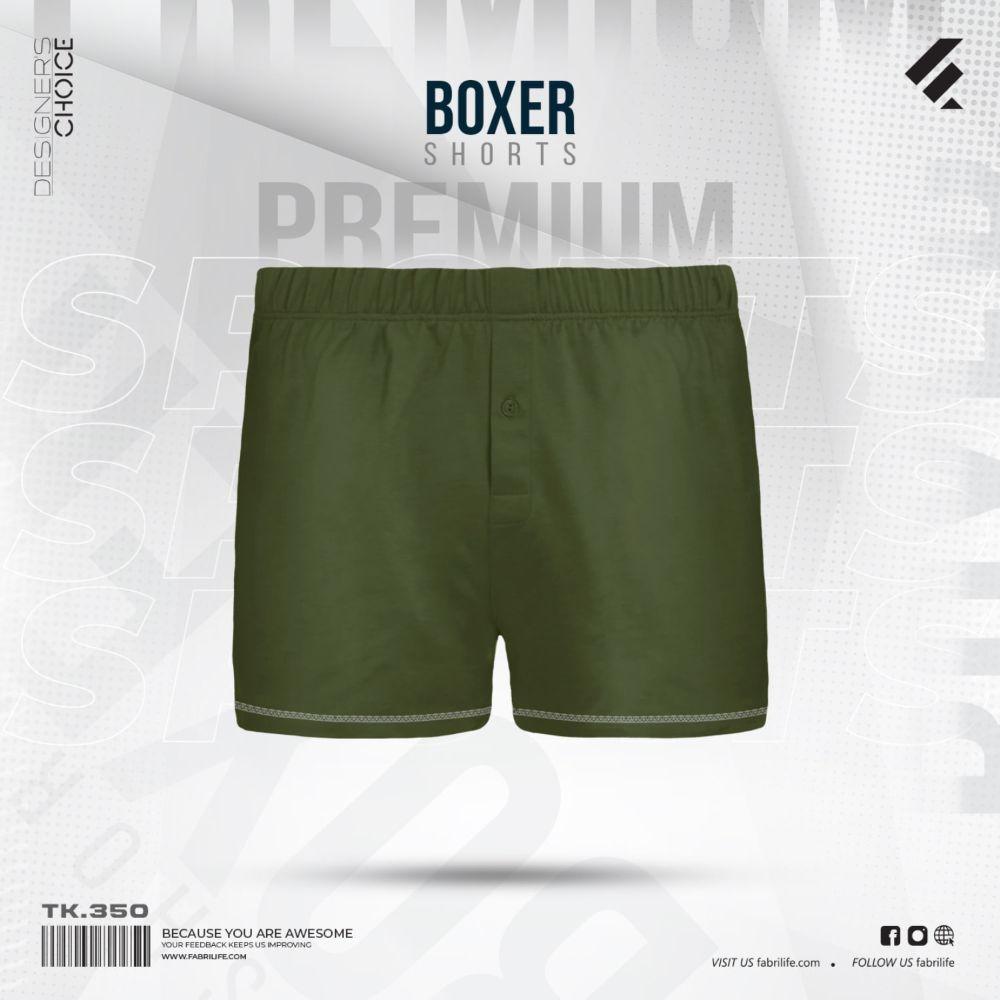 Mens Premium Cotton Boxer Shorts - Olive