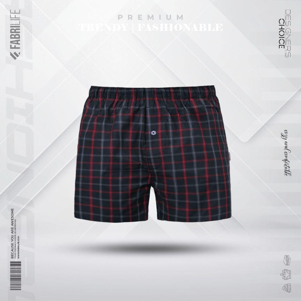 Mens Premium Woven Boxer Shorts - Junior Redblack
