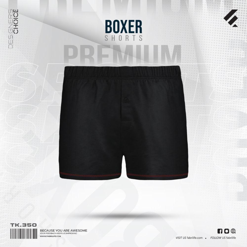 Mens Premium Cotton Boxer Shorts - Black