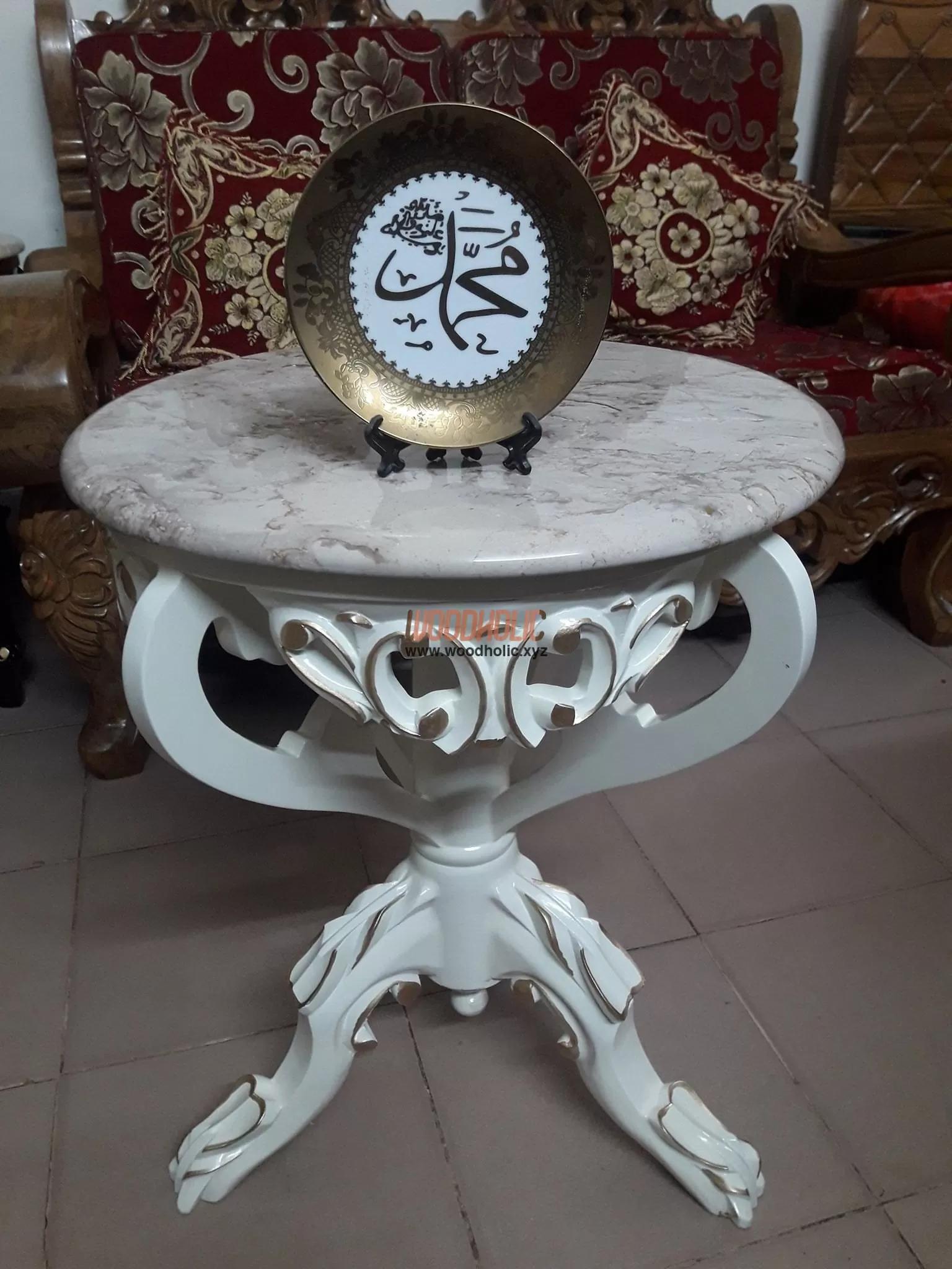Alishan Wooden Victoria Century Marble Top Table