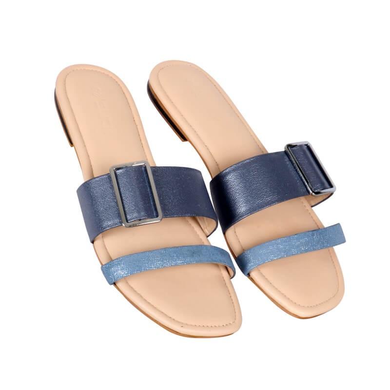 Slick Ladies Full Leather Slip on Sandal SB-LS23 Sky Blue