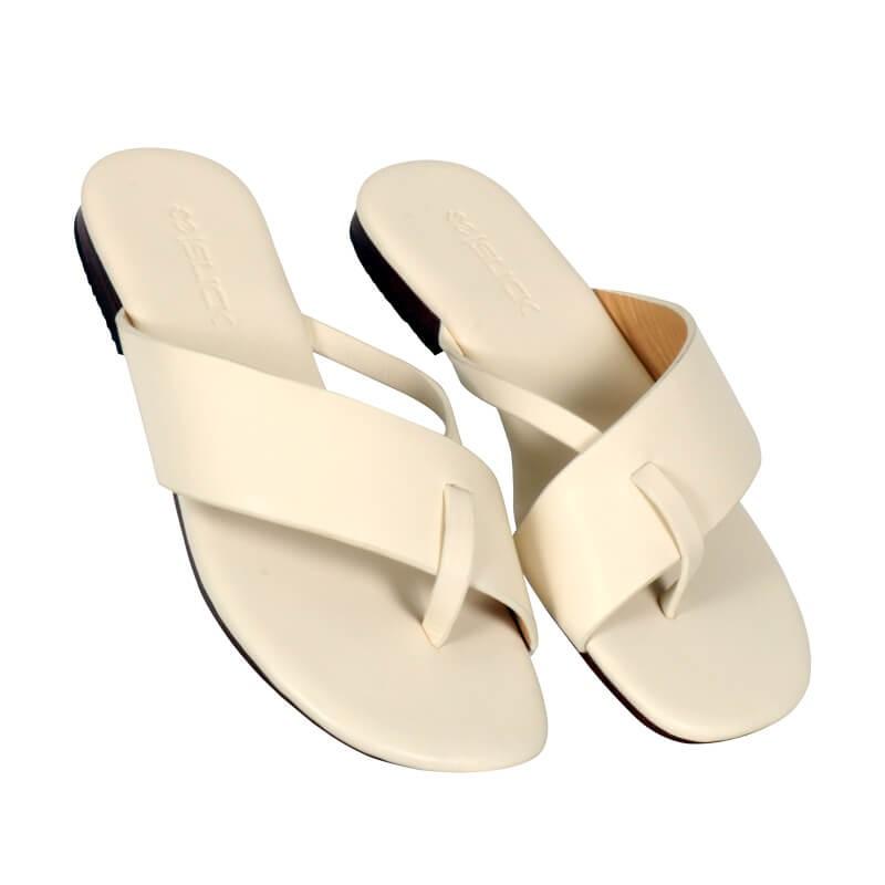 Slick Ladies Full Leather Slip on Sandal SB-LS09 Off White