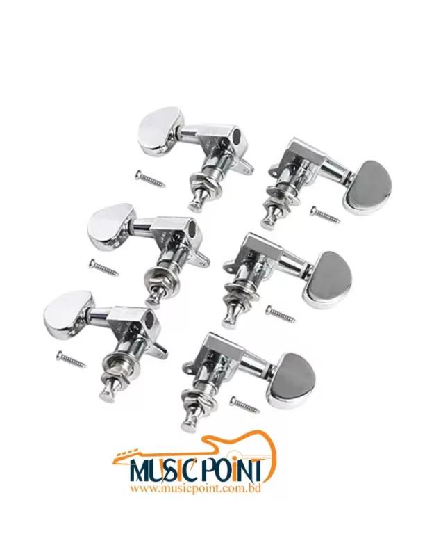 6 Piece 3L3R Acoustic Guitar Tuning Pegs Machine Head Tuners 1 pin-Silver