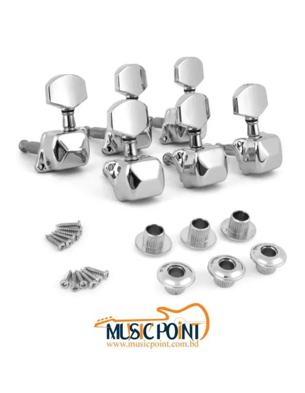 6 Piece 3L3R Acoustic Guitar Tuning Pegs Machine Head Tuners 2 pin-Silver