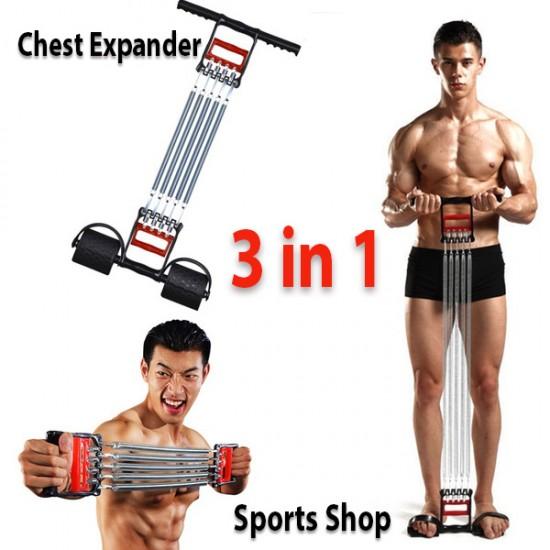3 in 1 Adjustable Chest Expander with Multi-Function Pedal Grip