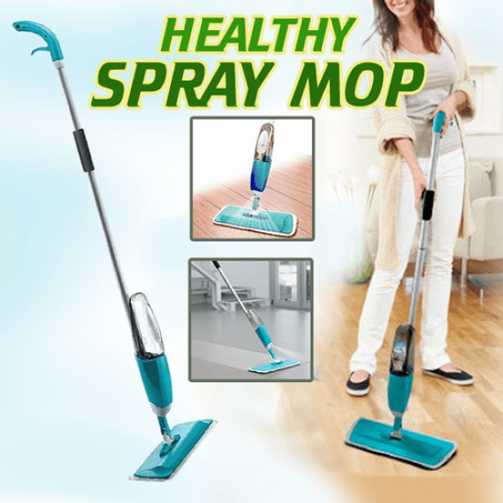 Manual Spray Mop Floor Cleaner 360° Microfiber Pads Spin Head Dust Mop