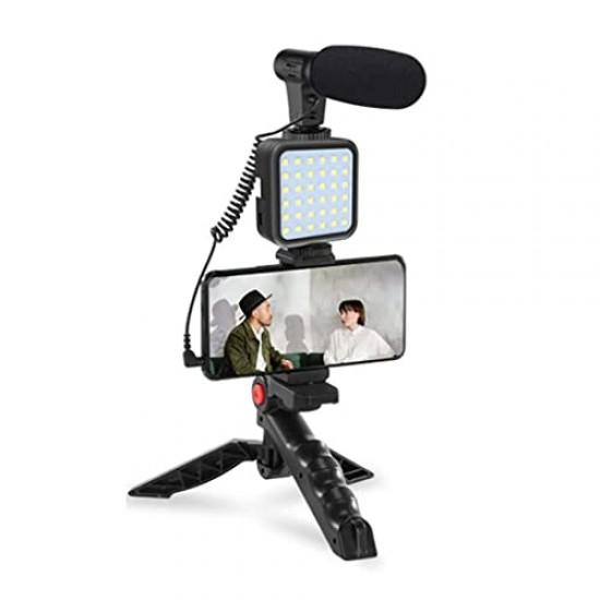 Mobile Vlogging Kit Smartphone Video Shooting Equipment Set Codenser Mic Led Light and Tripod Stand