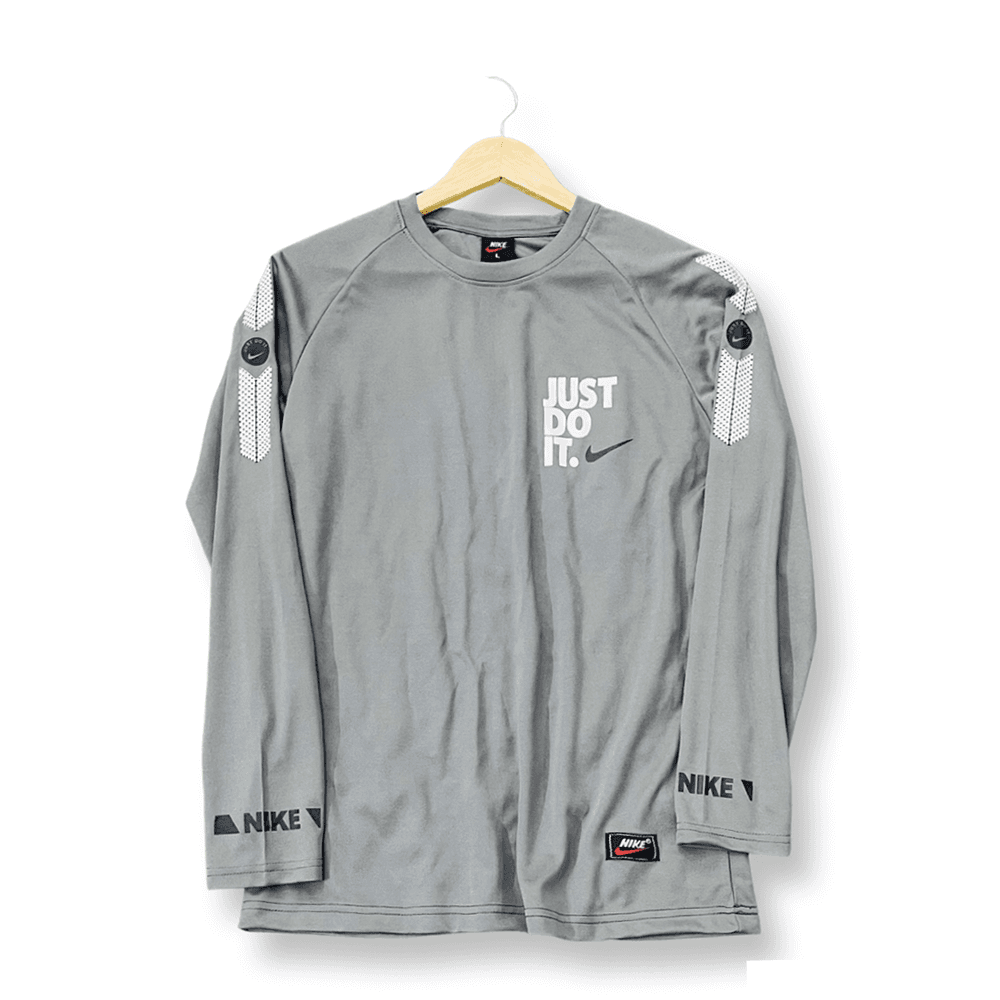 Full Sleeve Mesh Just Do It Jersey T-shirt - Grey - 1053