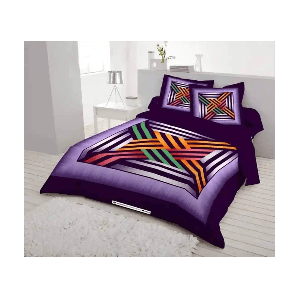 King Size Cotton Panel Bedsheet - ST-262 - Multicolor