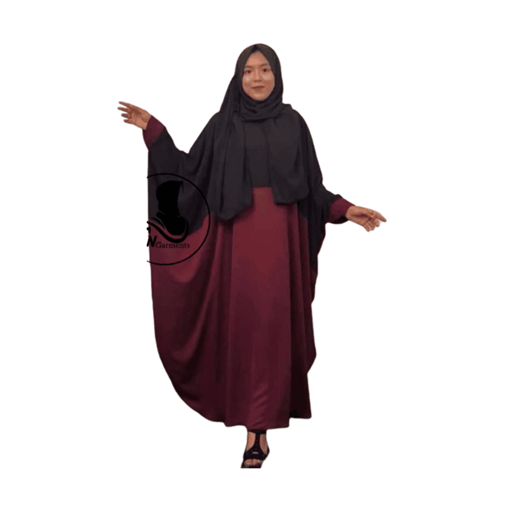 Dubai Cherry Abaya Burka For Women - Maroon - BK-22