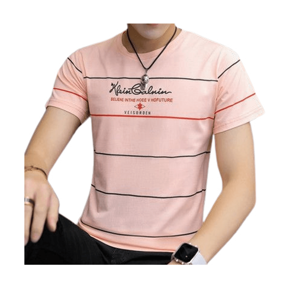 Cotton Half Sleeve T-Shirt For Men - Light Pink - TS-02