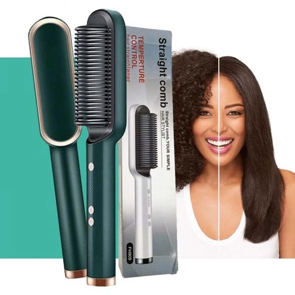 2 in 1 Professional Straightener and Curling Iron Comb Brush