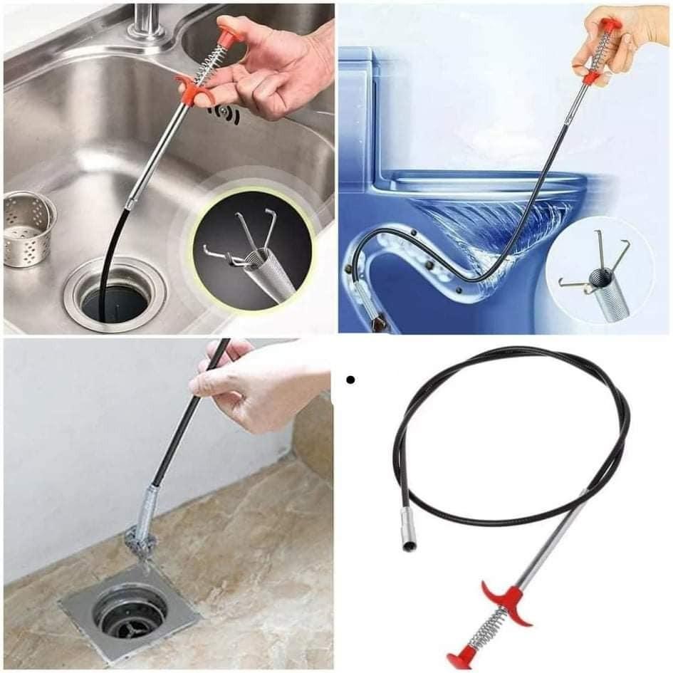 Sink Drain Dredge Pipeline Stick Hook Chain Kitchen Bathroom Hair Cleaning Tool Spring dredging