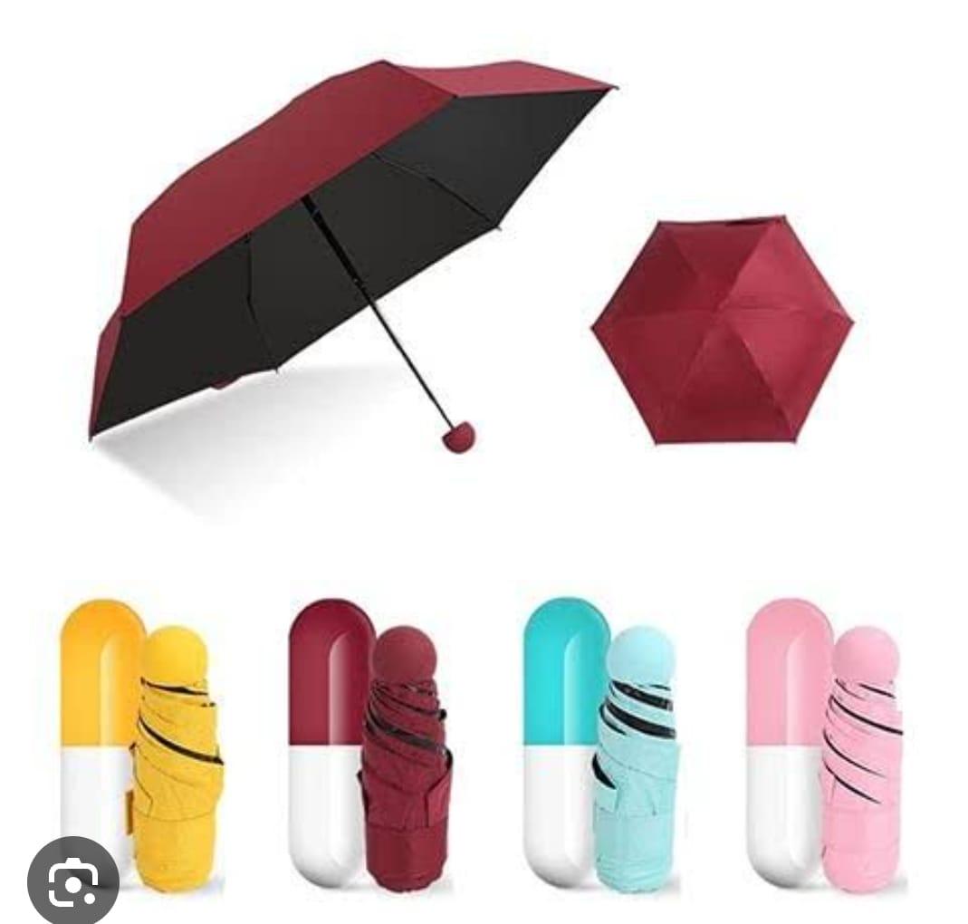 7 inch Folding Umbrella with Cute Capsule Case-maroon