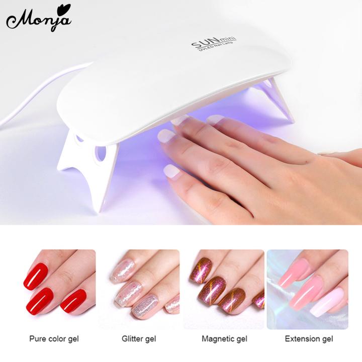 Monja 6W Nail Art Dryer LED UV Lamp Portable Micro Nail Art UV Varnish Curing Machine For Home Use USB Charging Manicure Tool