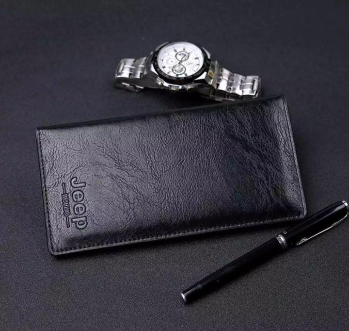 Jeep Black High quality Artificial Leather Long Wallet for Men