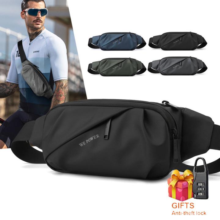 New waterproof fashion sports waist bag Casual men's chest bag outdoor running waist bag mobile phone bag trend messenger bag