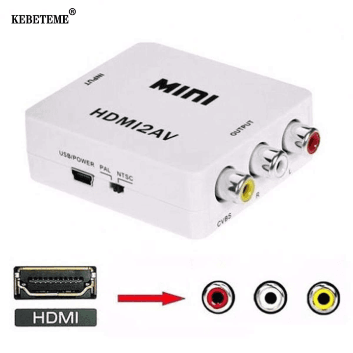 Hi Speed 1080P HDMI To AV CVSB L/R RCA Converter HDMI2AV Adapter Support NTSC PAL Output Standard HDMI Interface HD Video Box