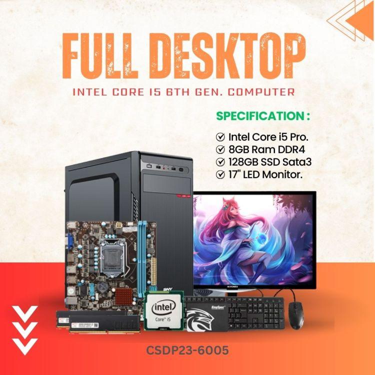 Full Desktop Computer (Intel Core i5 6th Gen. / Ram 8GB DDR4 / Rom 128GB SSD / 17" LED Monitor / Windows 10 / with Keyboard & Mouse - (CSDP23-6005)