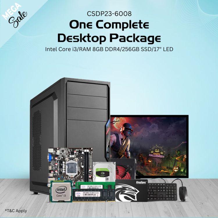 Full Desktop Computer (Intel Core i3 6th Gen. / Ram 8GB DDR4 / Rom 256GB SSD / 17" LED Monitor / Windows 10 / with Keyboard & Mouse - (CSDP23-6008)