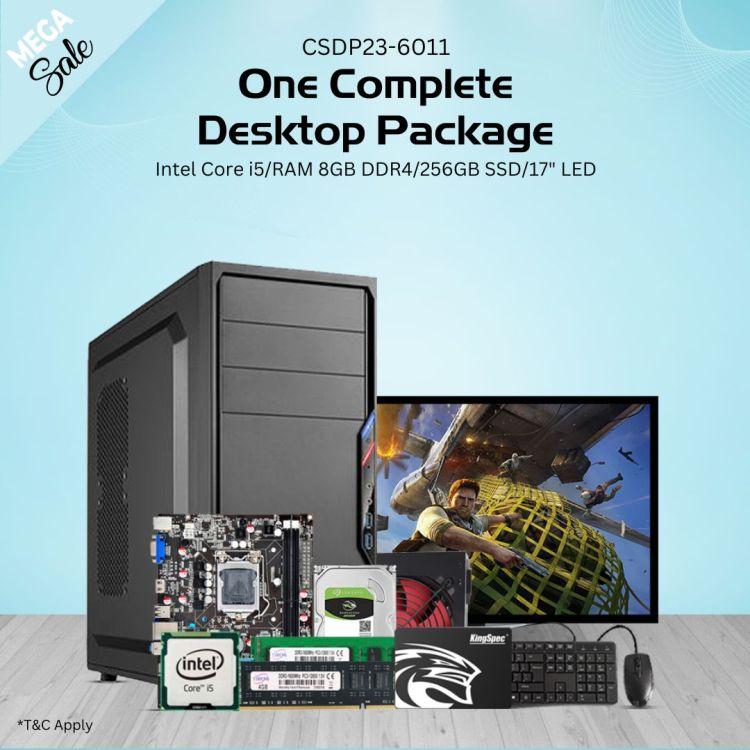 Full Desktop Computer (Intel Core i5 6th Gen. / Ram 8GB DDR4 / Rom 256GB SSD / 17" LED Monitor / Windows 10 / with Keyboard & Mouse - (CSDP23-6011)