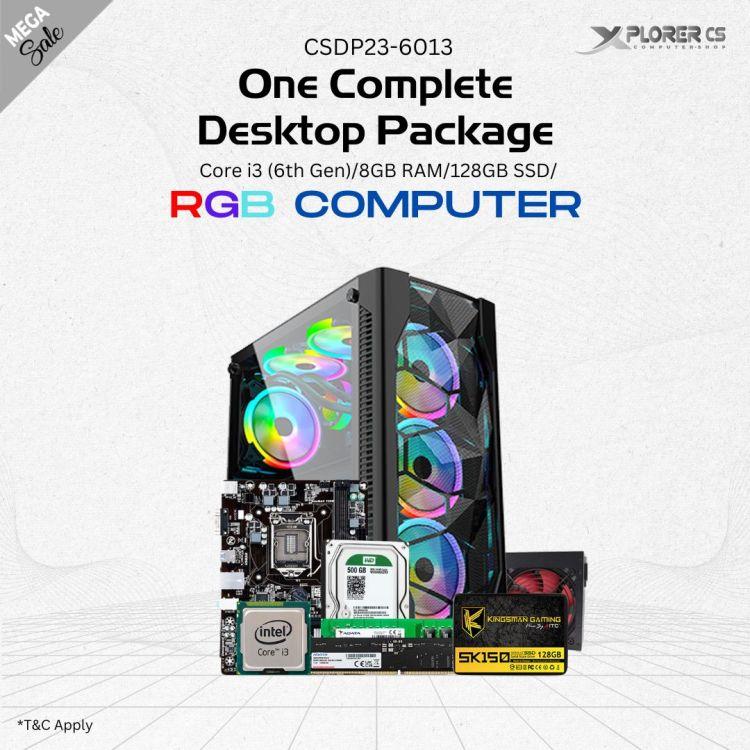 RGB Desktop Computer (Intel Core i3 6th Gen. / Ram 8GB DDR4 / Rom 128GB SSD /  Windows 10 / with Keyboard & Mouse - (CSDP23-6013)