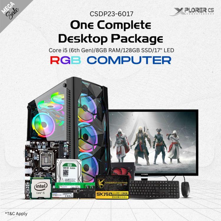 RGB Desktop Computer (Intel Core i5 6th Gen. / Ram 8GB DDR4 / Rom 128GB SSD / 17" LED Monitor / Windows 10 / with Keyboard & Mouse - (CSDP23-6017)