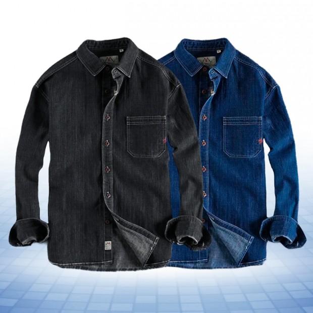 Men's Collar Denim Shirt Combo- Black & Navy CST-401